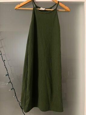 Olive Green Cling Mini Dress